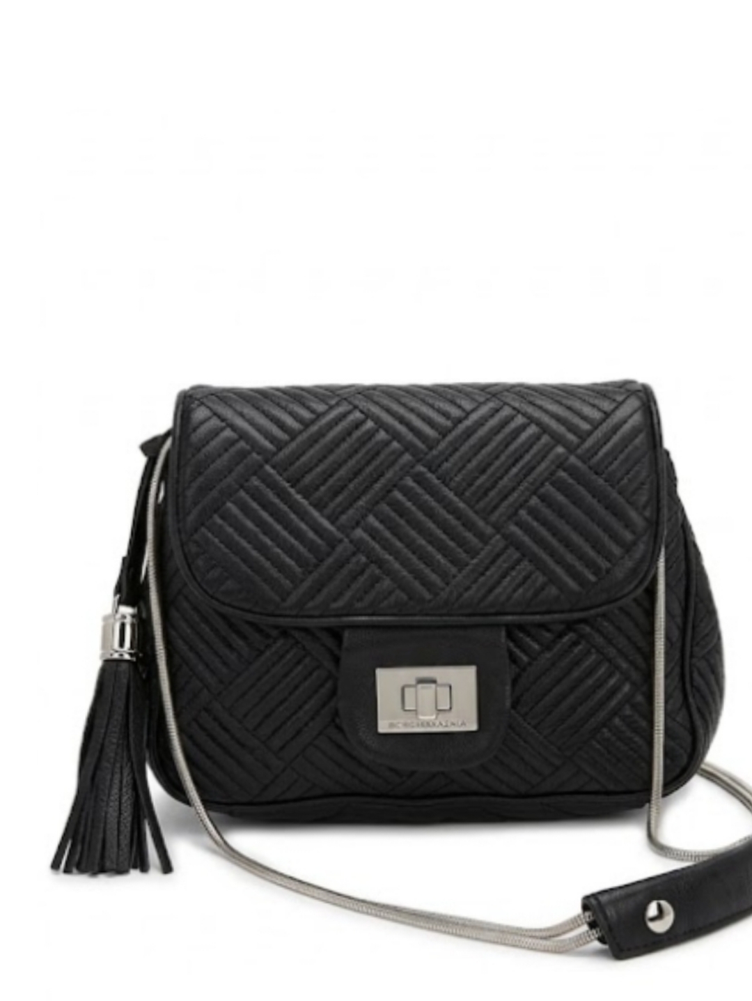 Bcbgmaxazria Quilted Chain Crossbody Bag Black Leather
